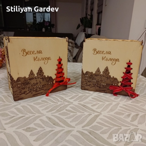 Коледна подаръчна кутия от дърво