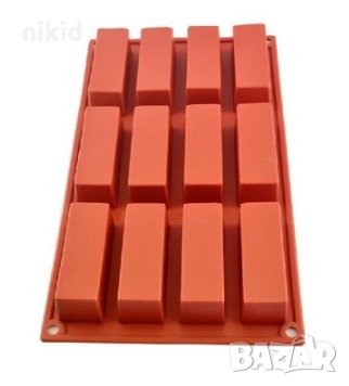 12 тесни правоъгълни форми форма мюсли бар силиконов молд форма десерти сапун гипс, снимка 2 - Форми - 27171261