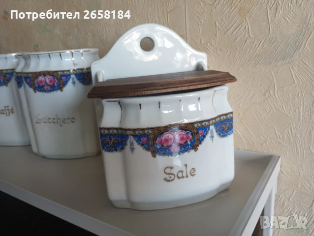 3 части Италиански старинен ръчно рисуван порцелан, снимка 3 - Антикварни и старинни предмети - 50657455