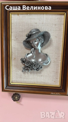 Оригинална Картина женска глава  от сребро с щемпел-печат и подпис, снимка 3 - Антикварни и старинни предмети - 52260999