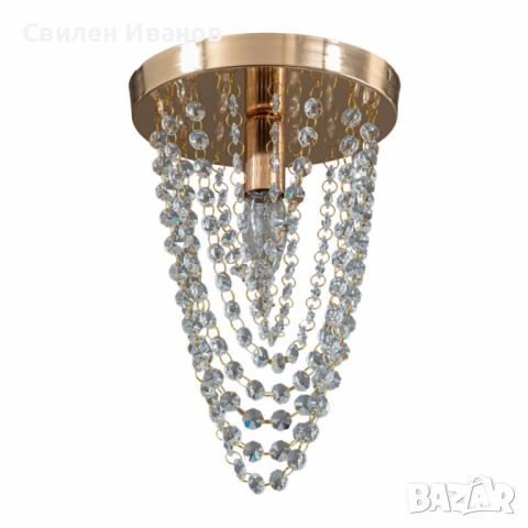Луксозен плафон с кристали – впечатляващ светлинен ефект дори в малки помещения, снимка 4 - Полилеи - 51929578