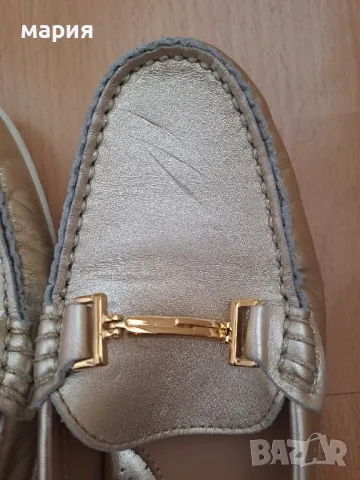 Златисти мокасини естествена кожа, снимка 3 - Дамски ежедневни обувки - 47382713