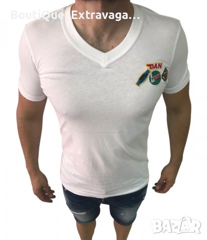 Мъжка тениска Dsquared Badges White !!!, снимка 1 - Тениски - 37403094