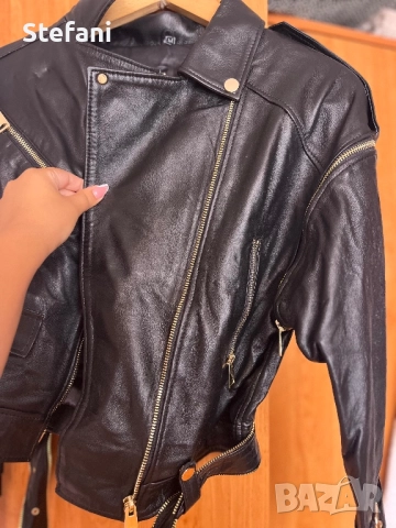 Дамско кожено яке, снимка 3 - Якета - 51643196