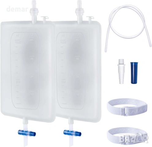 2 бр. торбички за катетър, за многократна употреба за урина, 1000 мл