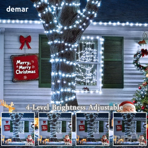 40 метра 800 LED коледни лампички с дистанционно и таймер, 8 режима, студено бяло, снимка 6 - Декорация за дома - 52847061