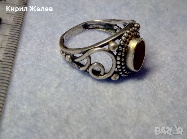 Стар АЖУРЕН РЕТРО АРТ ПОСРЕБРЕН БРОНЗОВ ПРЪСТЕН с ГНЕЗДО За ИНКРУСТИРАНЕ на СКЪПОЦЕНЕН КАМЪК 47674, снимка 6 - Антикварни и старинни предмети - 50542225