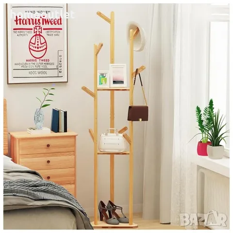 ПРОМОЦИЯ Модерна бамбукова закачалка с компактен размер UNHO XJJ43-G3, снимка 3 - Закачалки - 49115563