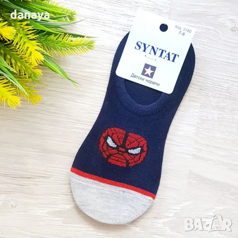 2182 Детски чорапи за момчета с емблеми Спайдърмен Супермен Батман, снимка 6 - Чорапи - 32993021