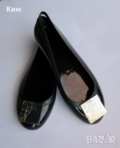 Versace Collection Medusa гумени балерини в черно, снимка 7 - Дамски ежедневни обувки - 37119196