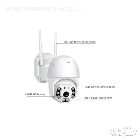 Wi-Fi камера за видеонаблюдение, 5MP, HD, Аудио връзка , снимка 3 - Камери - 53200436