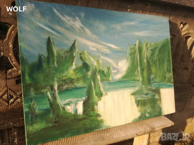 Art Deco Масло бои платно 100-70см авторска от германия, снимка 5 - Картини - 36696272