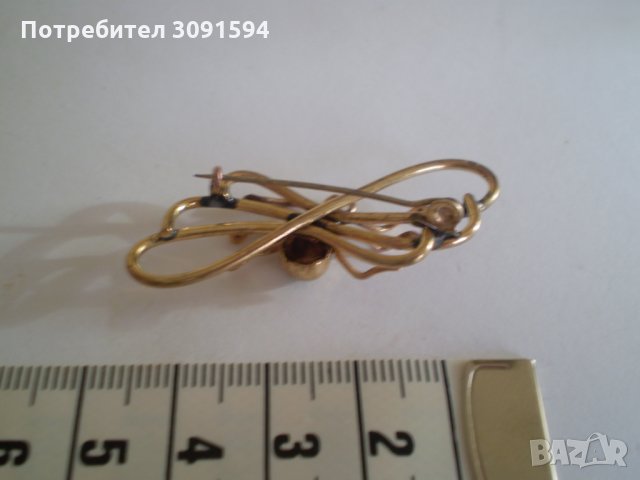 дамска брошка паяк месинг зелено стъкло период1940-1950г, снимка 4 - Антикварни и старинни предмети - 35557100