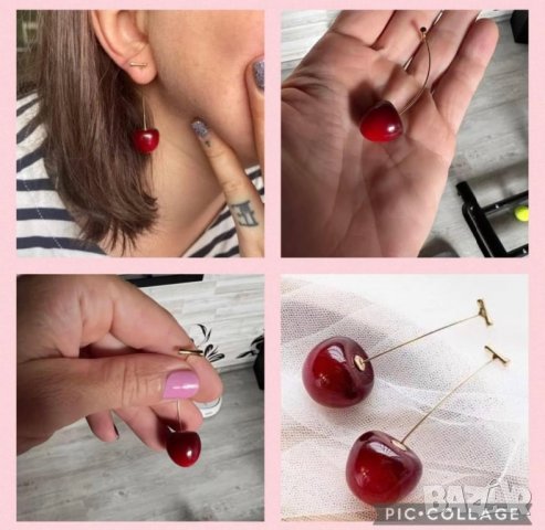🍒Нови обеци черешки. Изключително атрактивни. Иде ти да ги изядеш 🙂 Като истински. 15 лв/ Еконт🍒 С т, снимка 5 - Обеци - 39945483