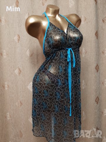 L 44/46 Черна прозрачна нощница , снимка 4 - Бельо - 39797008