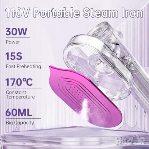 Нова Портативна Ютия Пътуване - Сгъваема, Сухо Парно Гладене, снимка 7 - Други стоки за дома - 43501870