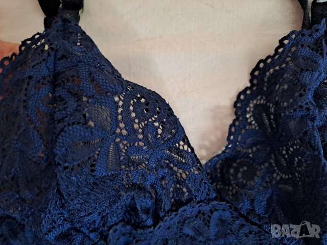 Дантелено бюстие без подплънки тъмносиньо, снимка 5 - Корсети, бюстиета, топове - 43365395