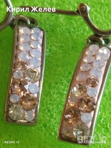 Луксозни сребърни обеци с розов опал красив стилен дизайн 40085, снимка 8 - Обеци - 52621839