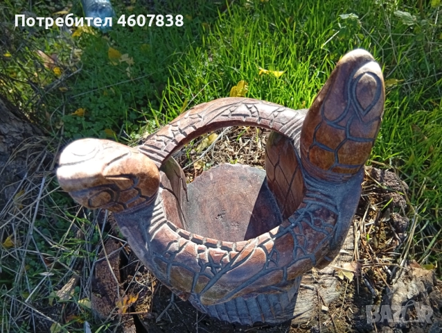 Дърворезба скулптура стойка за алкохол 25 см, снимка 2 - Декорация за дома - 52429224