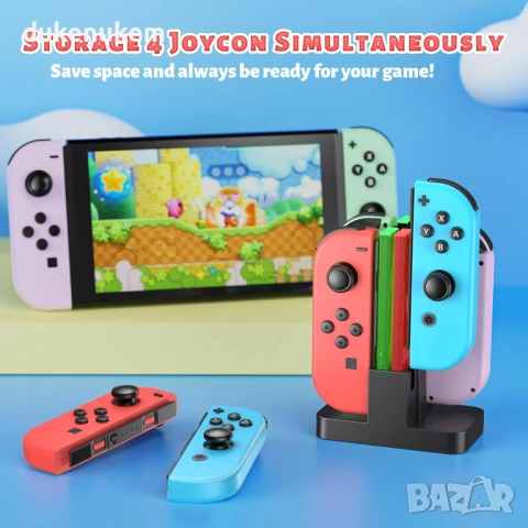 Зарядна станция за Joy-Con FASTSNAIL – за Nintendo Switch / Switch OLED, снимка 3 - Nintendo конзоли - 53270815