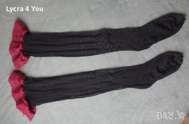 S/M силиконови чорапи с дантела в бордо цвят, снимка 7 - Бельо - 40301011