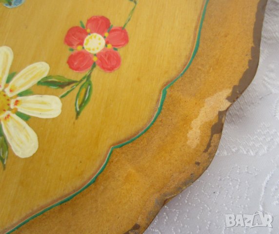 стара дървена рисувана чиния  - поднос от дърво, снимка 2 - Други - 43311510