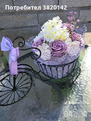 Подаръчно колело с сапунени цветя , снимка 2 - Подаръци за рожден ден - 50045434