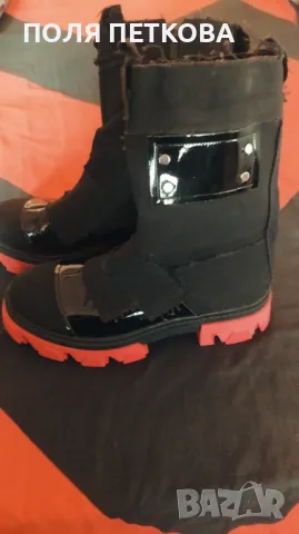 Боти черни с червена подметка, снимка 7 - Дамски ботуши - 48095561