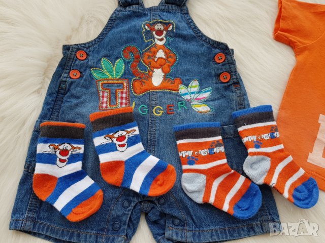 Дънков гащеризон George, блуза и чорапки 0-3 месеца, снимка 10 - Комплекти за бебе - 28438606