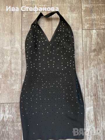Черна бандажна къса рокля с камъни сваровски-Swarovski Crystal, снимка 6 - Рокли - 26748945