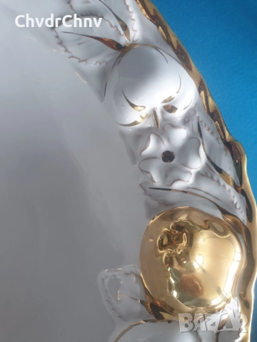 32см голяма италианска керамична чиния за плодове-сладкиш-торта, снимка 3 - Чинии - 52803945