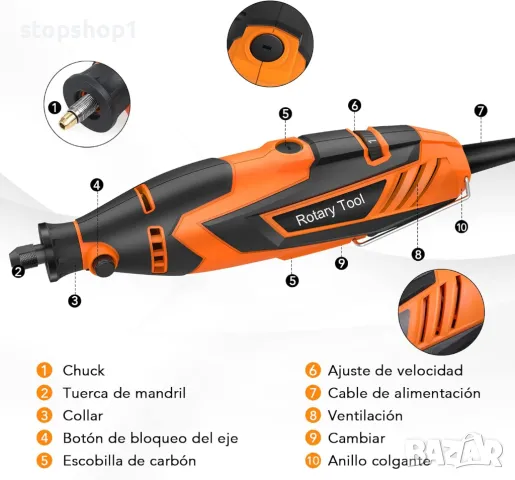 Мултифункционален инструмент Vastar, въртящ се инструмент, 6-скоростна настройка, 8 000-35 000 RPM, , снимка 6 - Куфари с инструменти - 48848889