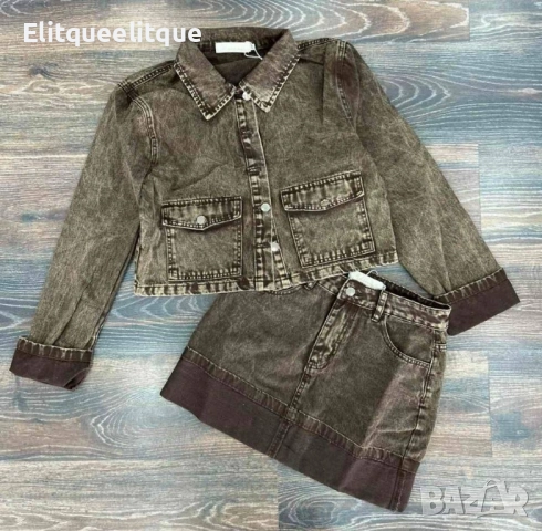 дамски комплект яке и пола деним 