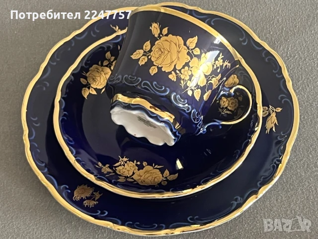 Уникален сет порцелан Echt kobalt с 24K, снимка 7 - Антикварни и старинни предмети - 51338463