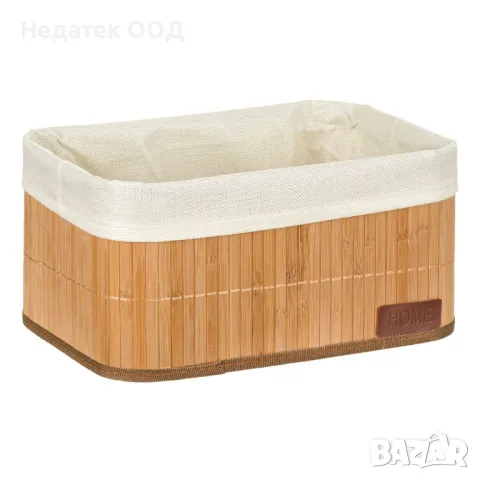 Кошница за съхранение, Beige Fabric Home, Бамбукова, 32x22x16 см