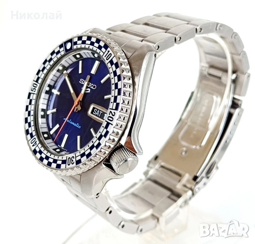 Мъжки часовник Seiko 5 Sport Automatic Petrol Blue Checker Flag Special Edition SRPK65K1, снимка 4 - Мъжки - 53138732