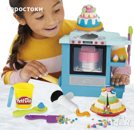 Игрален комплект Play-Doh Kitchen Creations Rising Cake Oven, снимка 5 - Образователни игри - 47793674