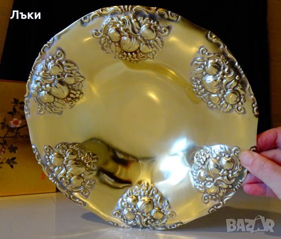 Бронзова фруктиера,релефни плодове,барок. , снимка 3 - Антикварни и старинни предмети - 27223261