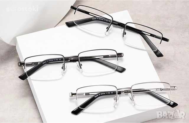 Hubeye 3 бр. Очила за четене с половин рамка за мъже и жени, метална рамка, пружинни панти, блокиран, снимка 8 - Слънчеви и диоптрични очила - 51458543