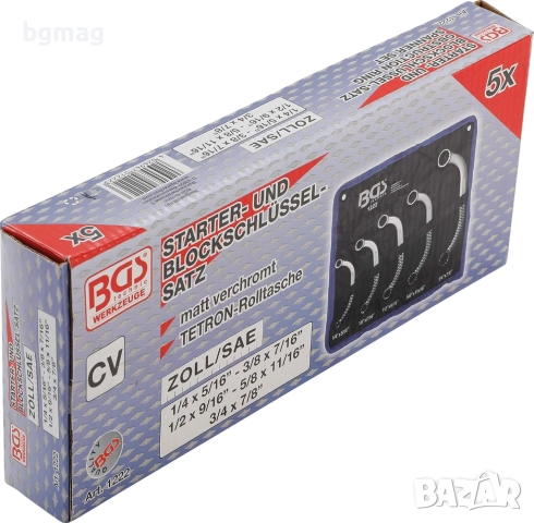BGS 1222 комплект звездогачени ключове,с огънат "С" образен профил, инчови размери, 5 , снимка 4 - Гедорета - 51897639