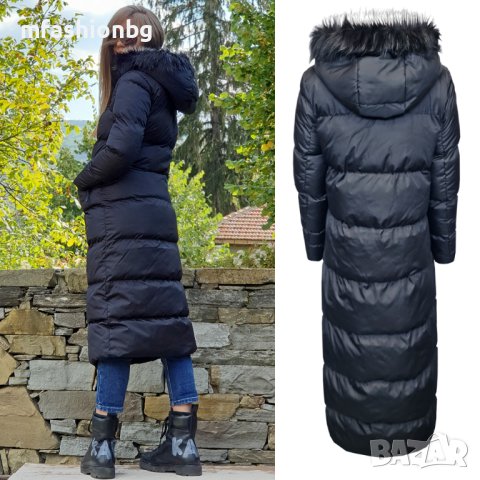 Супер дълго дамско яке 120см, City Angels Jeans, двуцветен пух, снимка 4 - Якета - 44138518