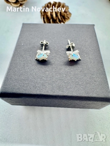 Сребърни обеци с етиопски опал, снимка 8 - Обеци - 52883805