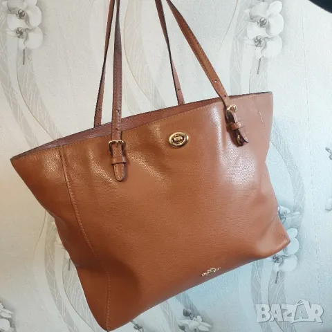 Coach Кафява кожена чанта с катарама оригинална , снимка 8 - Чанти - 49104348