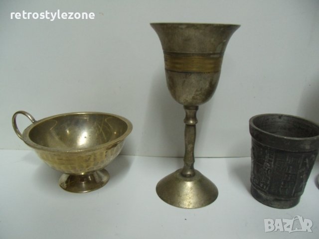 № 6968 лот - 5 броя стари метални чашки - различни видове , снимка 2 - Други ценни предмети - 40594309