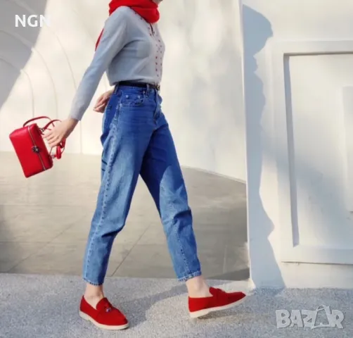 Дизайнерски мокасини LP от естествен велур в уникален червен цвят, снимка 12 - Дамски ежедневни обувки - 48679752