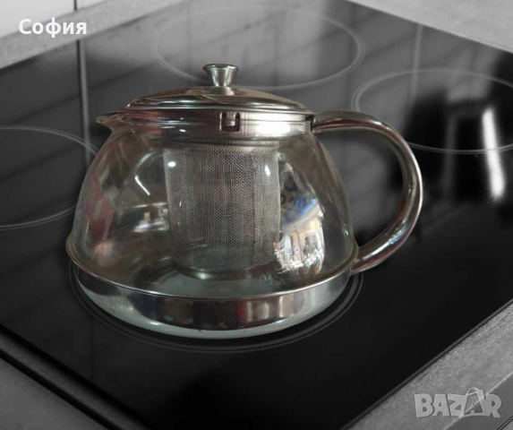 Стъклена кана за чай от неръждаема стомана с цедка за листа, снимка 7 - Аксесоари за кухня - 44898806