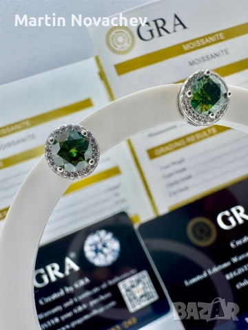 Сребърни обеци с мойсанит (Диамант) 1 карат, снимка 6 - Обеци - 51695827