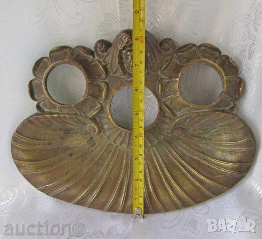 ГРАМАДНА бронзова МАСТИЛНИЦА с  орнаменти, снимка 5 - Антикварни и старинни предмети - 28898831