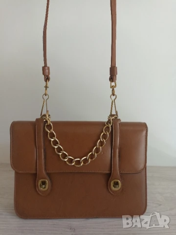 Кафява кожена чанта Meyer's, снимка 3 - Чанти - 50725219