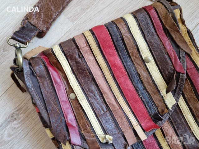 Чанта от естествена кожа patchwork milticolour, снимка 2 - Чанти - 48254748
